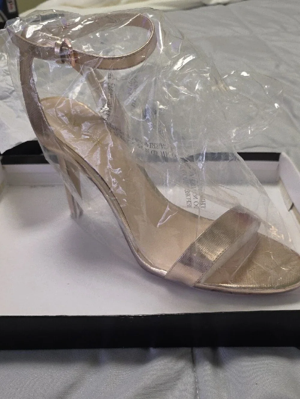 Nine West Metallic Rose Gold Ankle-Strap Heels